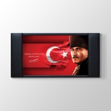 Tabloshop - Modern Tasarım Atatürk Deri Çerçeveli Pano Tablo - 100X55CM