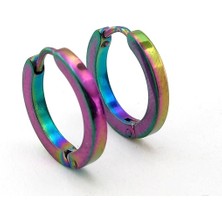 Yanar Döner Renkli 16 mm Çaplı Unisex Çelik Halka Küpe E733