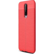 Case Street Xiaomi Redmi K30 Kılıf Niss Silikon Deri Görünümlü Kırmızı