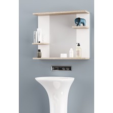 AE-2026 Safir Banyo Dolabı Lavabo Üstü Aynalı 4 Raflı Beyaz