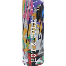 Puro Hot&Cold Paslanmaz Çelik Termos Parlak Street Art Graffiti Desenli 500 ml