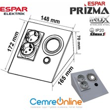 Espar EPS150-2PL3 Tezgah Altı Üçgen Spot Beyaz 6500K + 2'li Priz