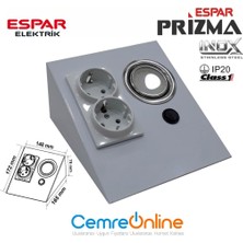 Espar EPS150-2PL3 Tezgah Altı Üçgen Spot Beyaz 6500K + 2'li Priz