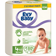 Evy Baby Bebek Bezi 4 Beden Maxi 7-14 kg Doğal Pamuklu 180 Adet