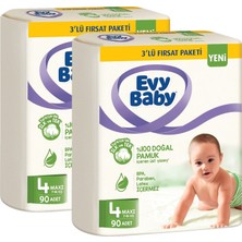 Evy Baby Bebek Bezi 4 Beden Maxi 7-14 kg Doğal Pamuklu 180 Adet
