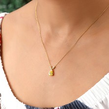 Azuris 925 Ayar Gümüş Dorika Toplu Gold Damla  Kolye