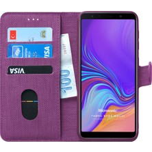 Microsonic Samsung Galaxy A7 2018 Kılıf Fabric Book Wallet Mor