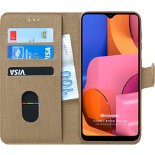 Microsonic Samsung Galaxy A20s Kılıf Fabric Book Wallet Gold