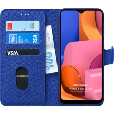 Microsonic Samsung Galaxy A20s Kılıf Fabric Book Wallet Lacivert