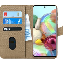 Microsonic Samsung Galaxy A71 Kılıf Fabric Book Wallet Gold