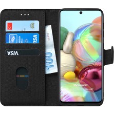 Microsonic Samsung Galaxy A71 Kılıf Fabric Book Wallet Siyah