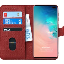 Microsonic Samsung Galaxy S10 Plus Kılıf Fabric Book Wallet Kırmızı