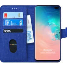 Microsonic Samsung Galaxy S10 Plus Kılıf Fabric Book Wallet Lacivert