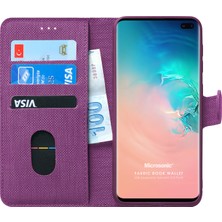 Microsonic Samsung Galaxy S10 Plus Kılıf Fabric Book Wallet Mor