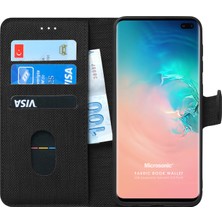 Microsonic Samsung Galaxy S10 Plus Kılıf Fabric Book Wallet Siyah