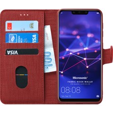 Microsonic Huawei Mate 20 Lite Kılıf Fabric Book Wallet Kırmızı