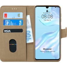 Microsonic Huawei P30 Kılıf Fabric Book Wallet Gold