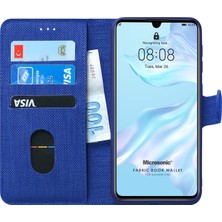 Microsonic Huawei P30 Kılıf Fabric Book Wallet Lacivert