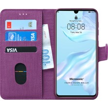 Microsonic Huawei P30 Kılıf Fabric Book Wallet Mor