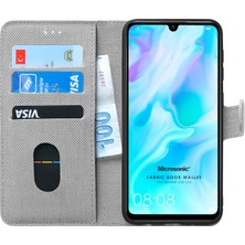 Microsonic Huawei P30 Lite Kılıf Fabric Book Wallet Gri