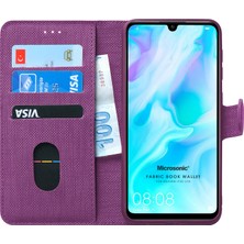 Microsonic Huawei P30 Lite Kılıf Fabric Book Wallet Mor