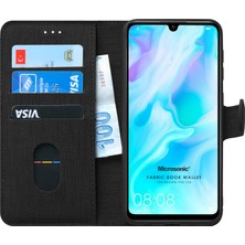 Microsonic Huawei P30 Lite Kılıf Fabric Book Wallet Siyah