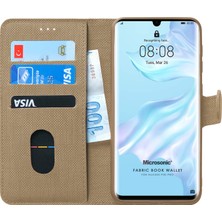 Microsonic Huawei P30 Pro Kılıf Fabric Book Wallet Gold