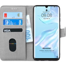 Microsonic Huawei P30 Pro Kılıf Fabric Book Wallet Gri