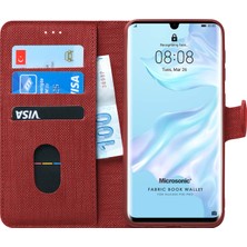 Microsonic Huawei P30 Pro Kılıf Fabric Book Wallet Kırmızı