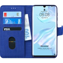 Microsonic Huawei P30 Pro Kılıf Fabric Book Wallet Lacivert