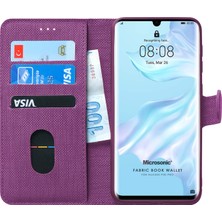 Microsonic Huawei P30 Pro Kılıf Fabric Book Wallet Mor