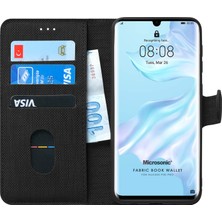 Microsonic Huawei P30 Pro Kılıf Fabric Book Wallet Siyah