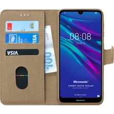 Microsonic Huawei Y6 2019 Kılıf Fabric Book Wallet Gold