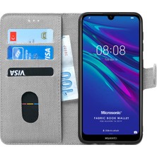 Microsonic Huawei Y6 2019 Kılıf Fabric Book Wallet Gri