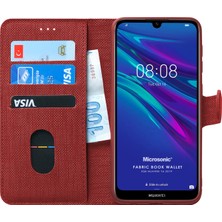 Microsonic Huawei Y6 2019 Kılıf Fabric Book Wallet Kırmızı