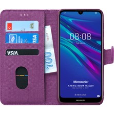 Microsonic Huawei Y6 2019 Kılıf Fabric Book Wallet Mor