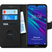 Microsonic Huawei Y6 2019 Kılıf Fabric Book Wallet Siyah