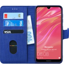 Microsonic Huawei Y7 2019 Kılıf Fabric Book Wallet Lacivert