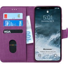 Microsonic Apple iPhone 11 Kılıf Fabric Book Wallet Mor