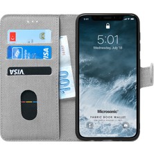 Microsonic Apple iPhone 11 Pro Kılıf Fabric Book Wallet Gri