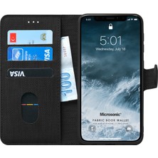 Microsonic Apple iPhone 11 Pro Max Kılıf Fabric Book Wallet Siyah