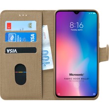 Microsonic Xiaomi Mi 9 SE Kılıf Fabric Book Wallet Gold