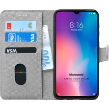 Microsonic Xiaomi Mi 9 SE Kılıf Fabric Book Wallet Gri