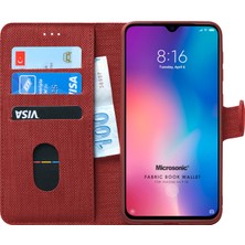 Microsonic Xiaomi Mi 9 SE Kılıf Fabric Book Wallet Kırmızı