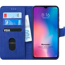 Microsonic Xiaomi Mi 9 SE Kılıf Fabric Book Wallet Lacivert