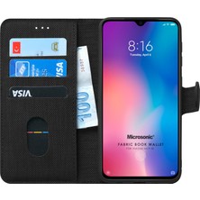 Microsonic Xiaomi Mi 9 SE Kılıf Fabric Book Wallet Siyah