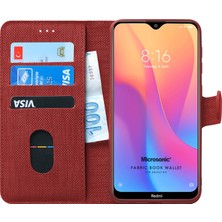 Microsonic Xiaomi Redmi 8A Kılıf Fabric Book Wallet Kırmızı