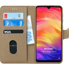 Microsonic Xiaomi Redmi Note 7 Kılıf Fabric Book Wallet Gold