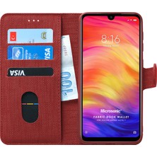 Microsonic Xiaomi Redmi Note 7 Kılıf Fabric Book Wallet Kırmızı