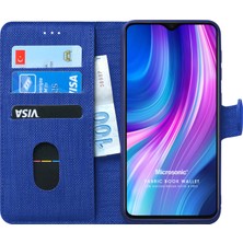 Microsonic Xiaomi Redmi Note 8 Pro Kılıf Fabric Book Wallet Lacivert